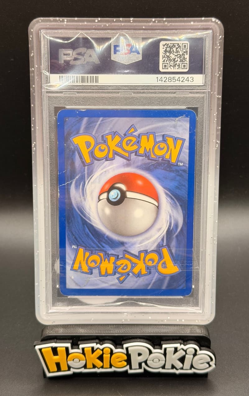 Dragonite, PSA 1 graded, card 3 of 113 from the 2005 EX Delta Species Pokémon TCG set. Back of the graded slab.