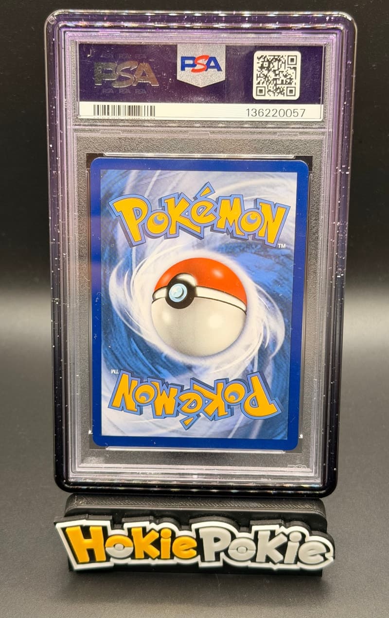 Gengar & Mimikyu GX, PSA 9 graded, card 53 of 181 from the 2019 Team Up Pokémon TCG set. Back of the graded slab.