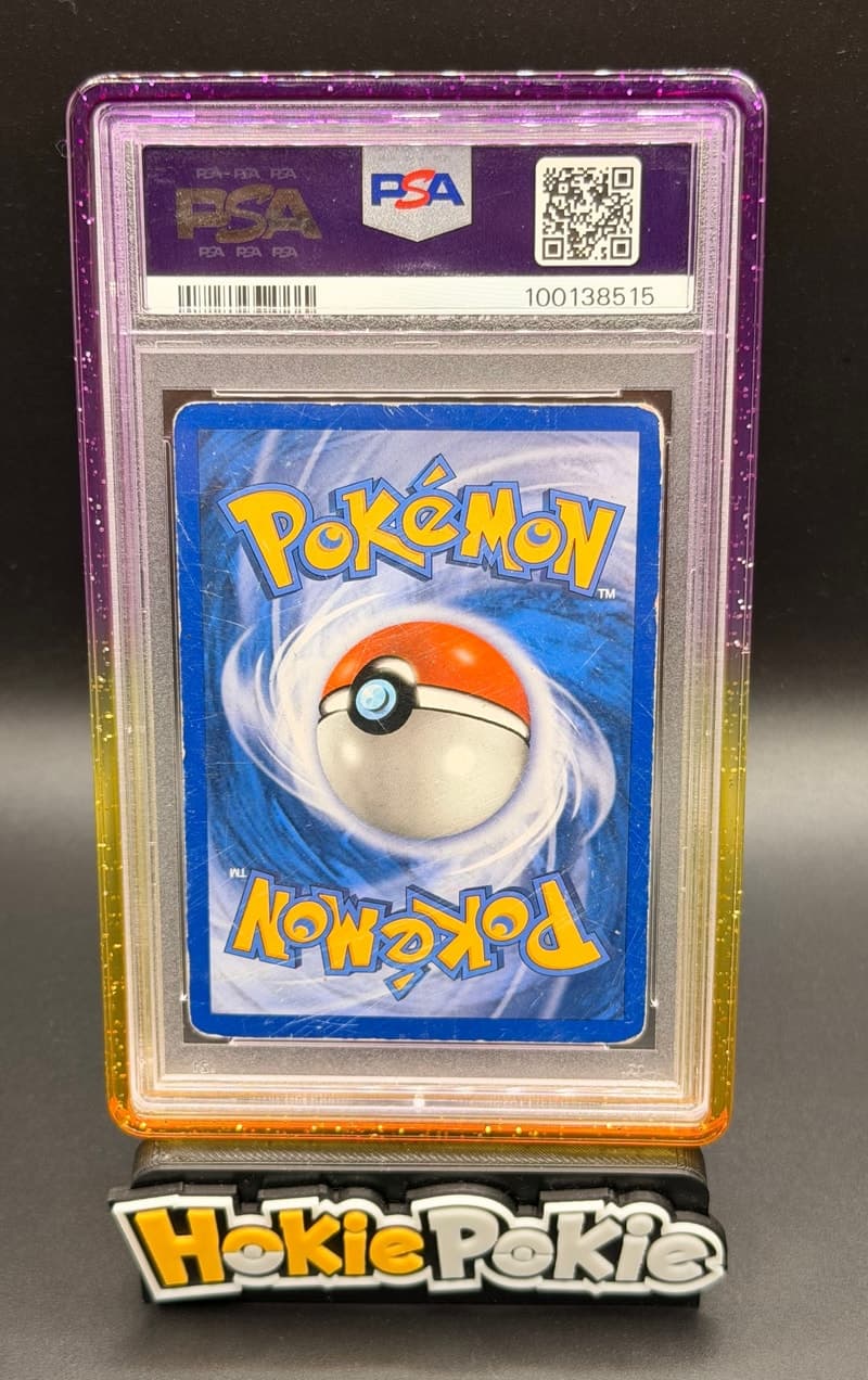 Mewtwo Gold Star, PSA 3 graded, card 103 of 110 from the 2006 EX Holon Phantoms Pokémon TCG set. Back of the graded slab.