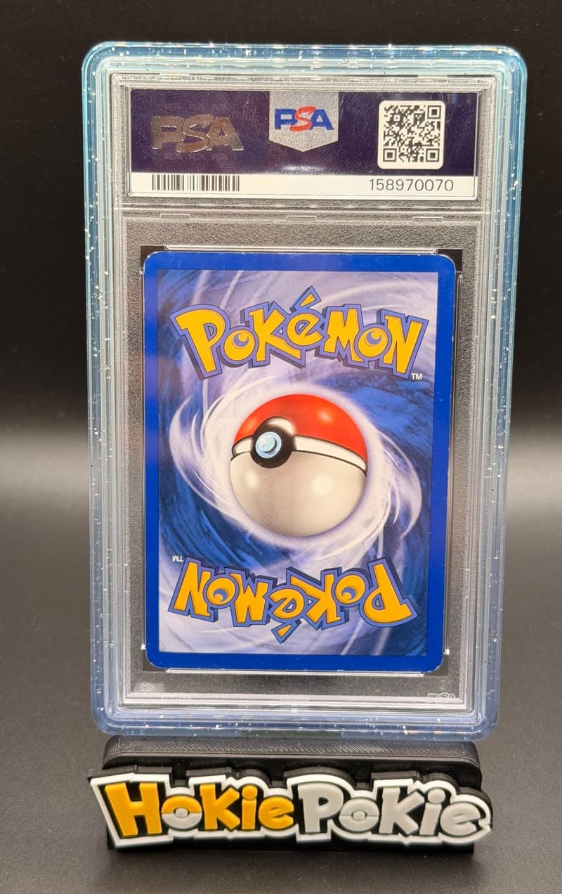 Psyduck, PSA 5 graded, card 104 of 147 from the 2003 Aquapolis Pokémon TCG set. Back of the graded slab.