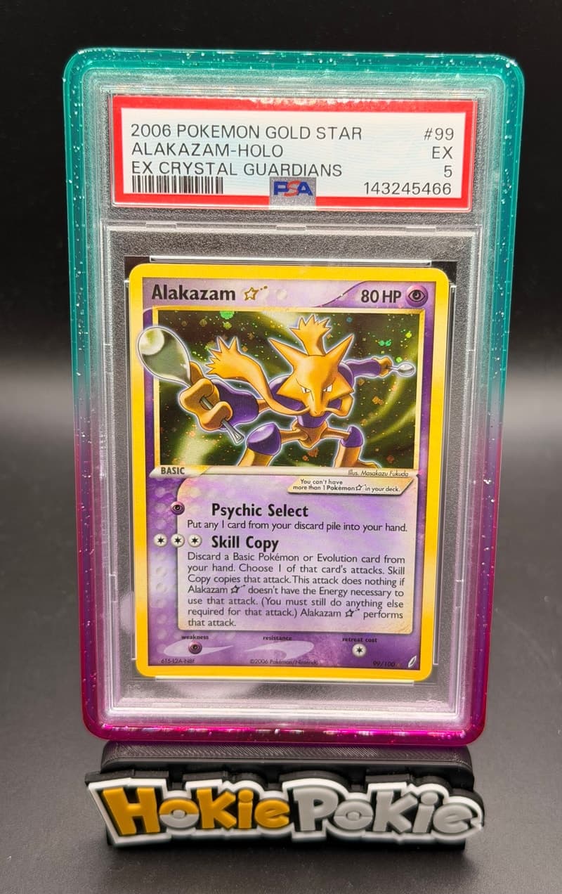 Alakazam Gold Star, PSA 5 graded, card 99 of 100 from the 2006 EX Crystal Guardians Pokémon TCG set.