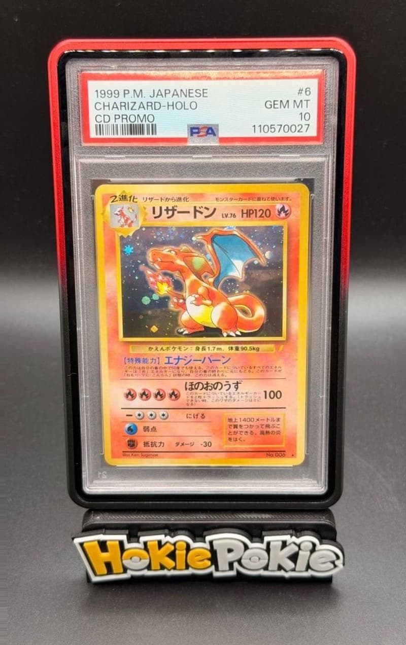 Charizard, PSA 10 graded, card No. 006 from the 1999 CD Promo (Japanese) Pokémon TCG set. Actual photo of the card in hand.