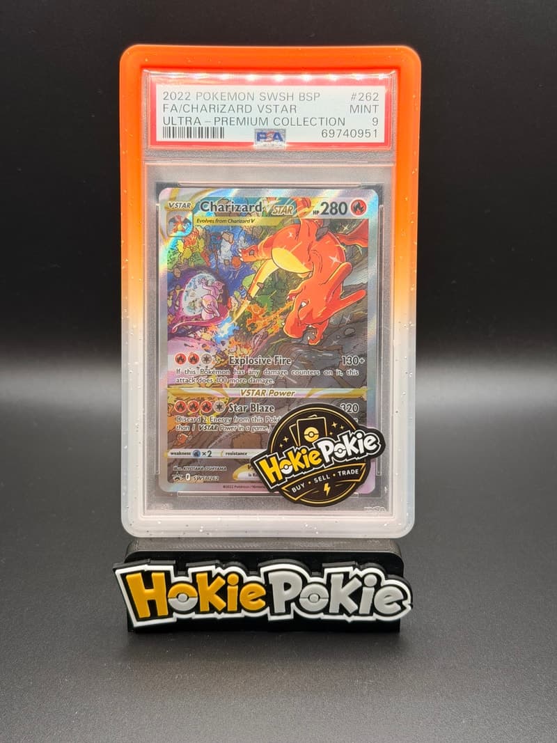 Charizard VSTAR, PSA 9 graded, card SWSH262 from the 2022 SWSH Black Star Promo (Ultra-Premium Collection) Pokémon TCG set.