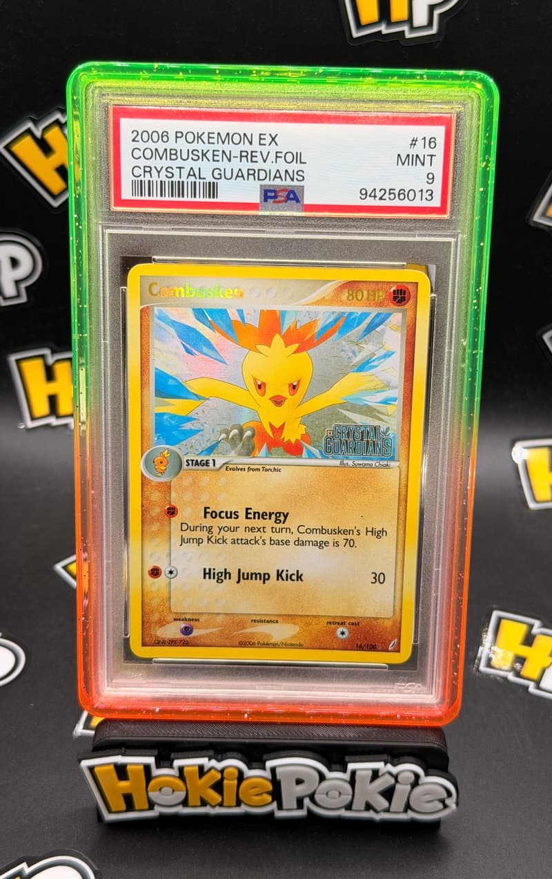 Combusken, PSA 9 graded, card 16 of 100 from the 2006 EX Crystal Guardians Pokémon TCG set.