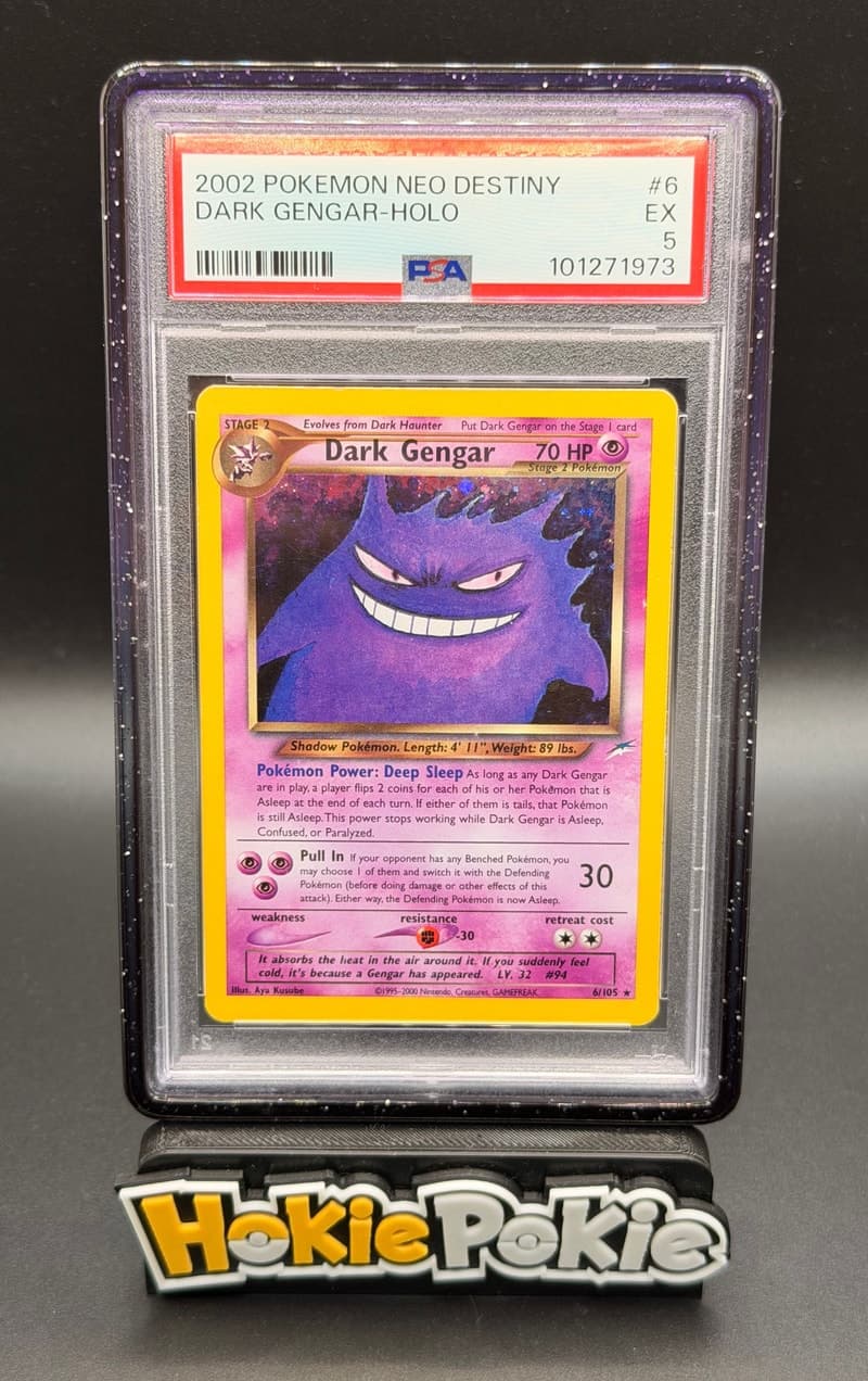 Dark Gengar, PSA 5 graded, card 6 of 105 from the 2002 Neo Destiny Pokémon TCG set.