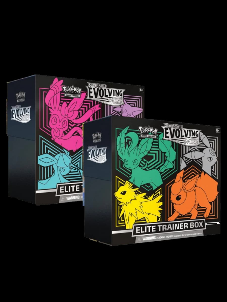 Evolving Skies Elite Trainer Box, sealed Pokémon TCG product from the Sword & Shield set.