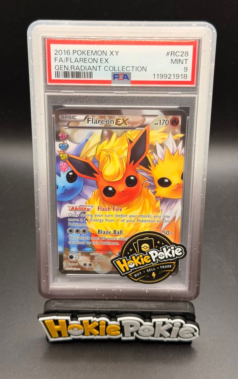 Flareon EX, PSA 9 graded, card RC28 / RC32 from the 2016 Generations Pokémon TCG set.