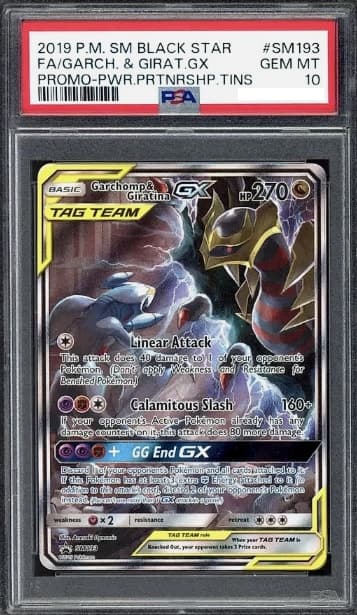 Garchomp & Giratina GX, gradée PSA 10, carte SM193 de l’ensemble 2018 SM Black Star Promos du JCC Pokémon.