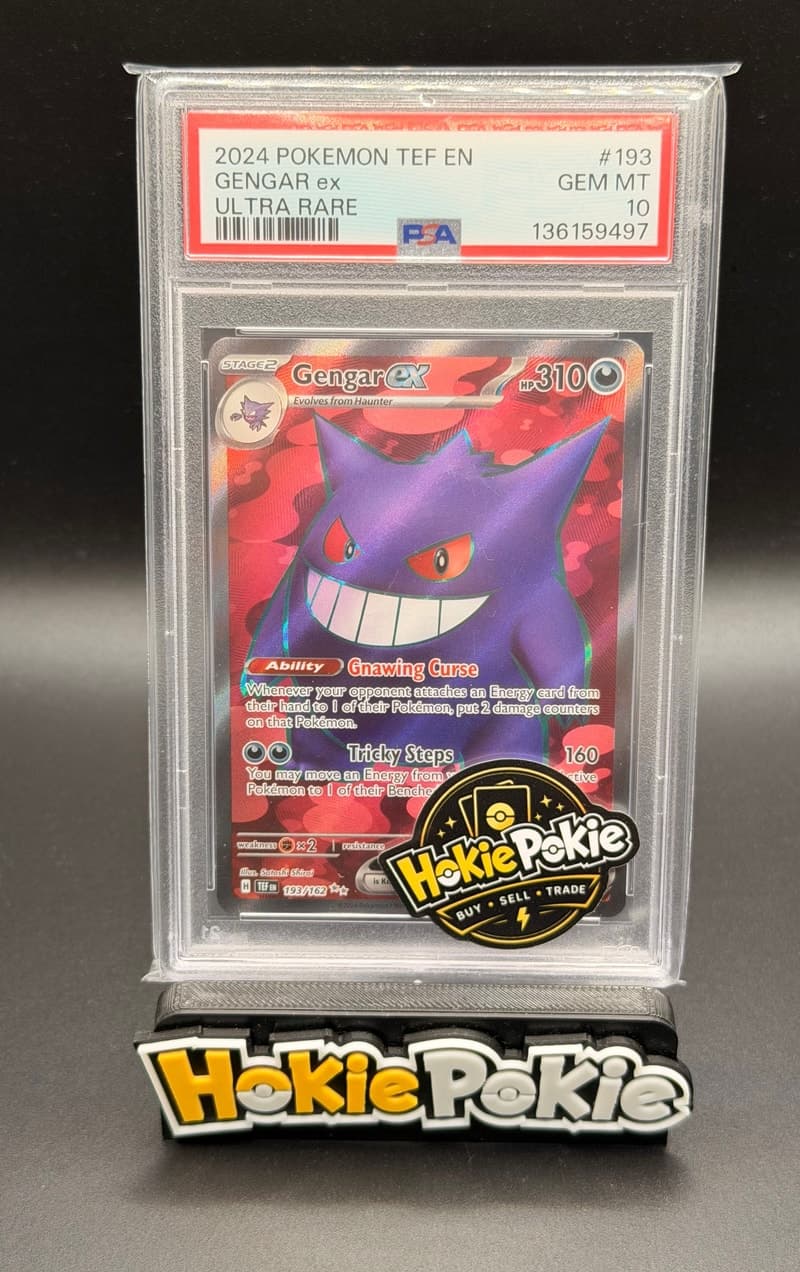 Gengar ex, PSA 10 graded, card 193 of 162 from the 2024 Temporal Forces Pokémon TCG set.