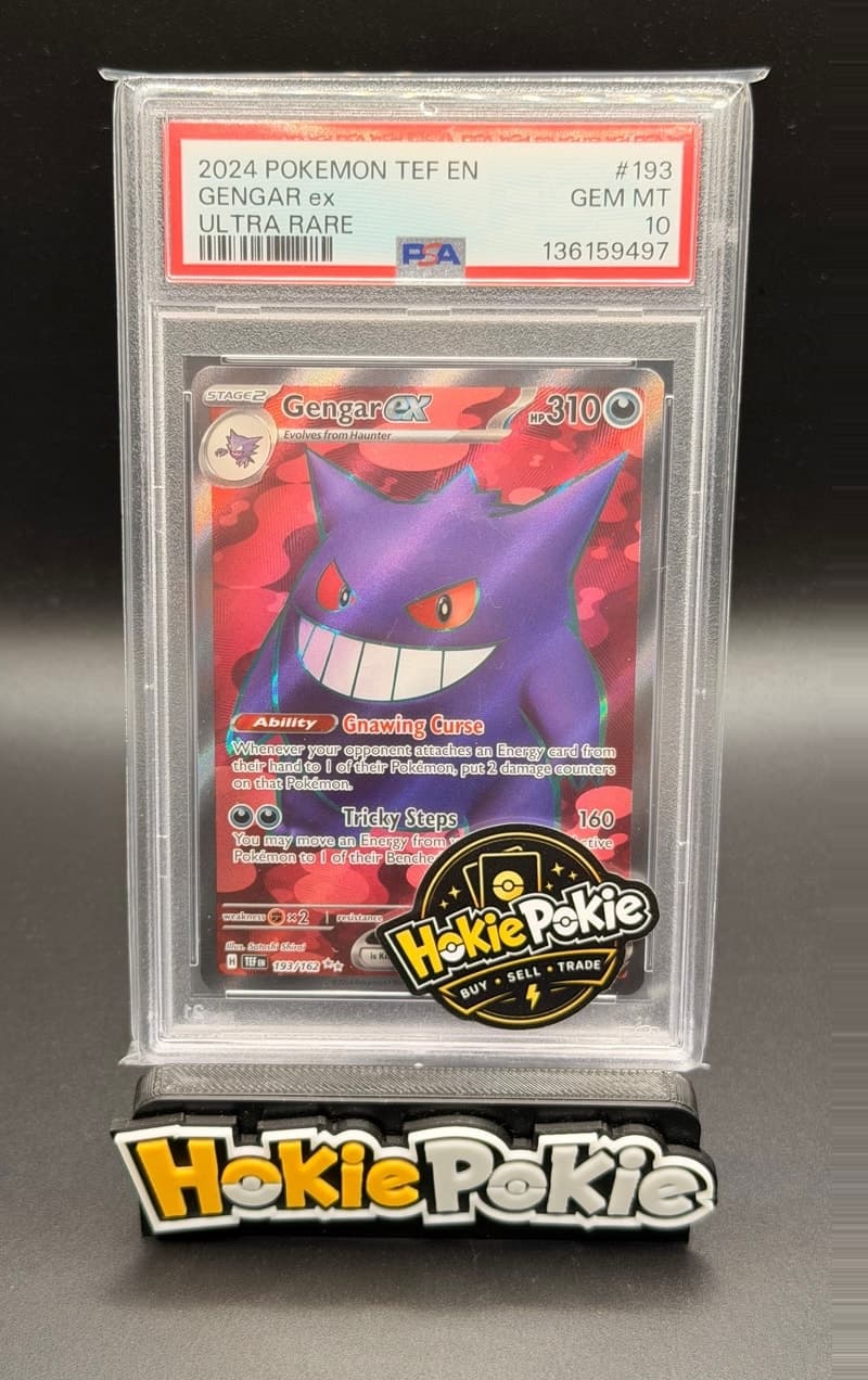 Gengar ex, PSA 10 graded, card 193 of 162 from the 2024 Temporal Forces Pokémon TCG set.