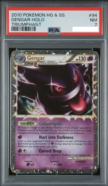Gengar Prime, PSA 7 graded, card 94 of 102 from the 2010 HS Triumphant Pokémon TCG set.