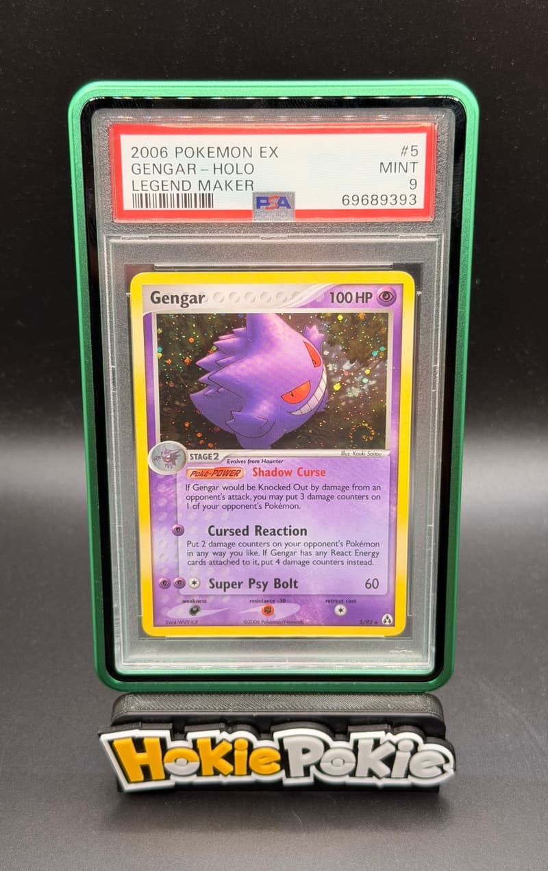 Gengar, PSA 9 graded, card 5 of 92 from the 2006 EX Legend Maker Pokémon TCG set.