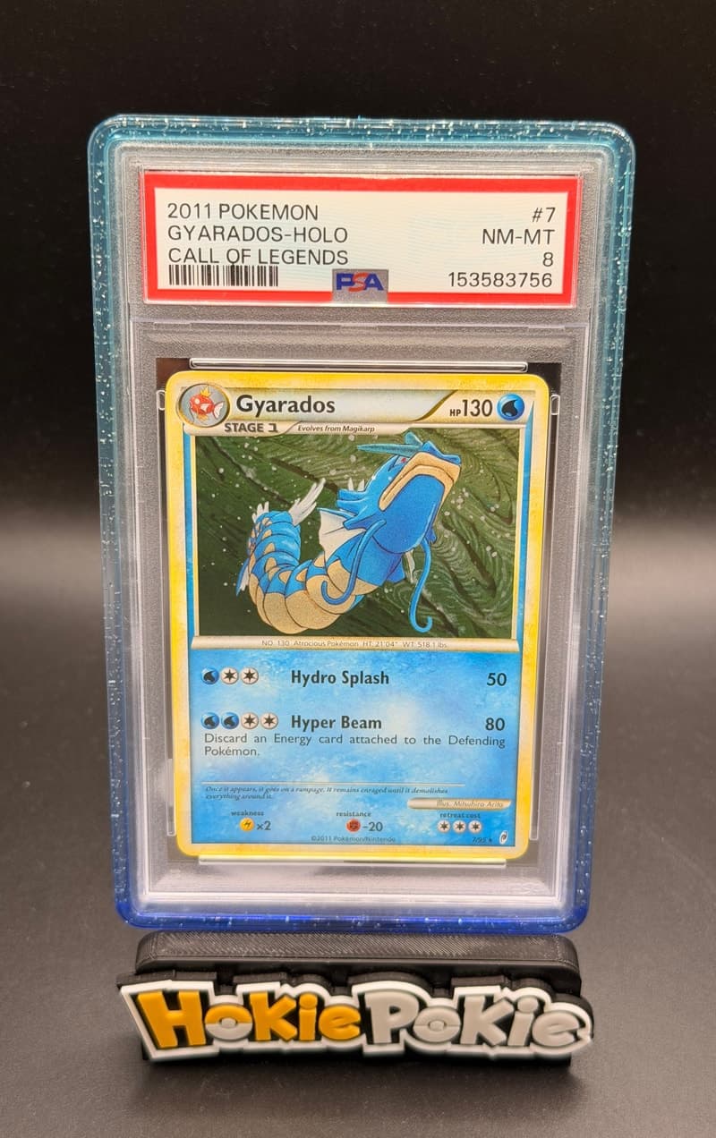 Gyarados, PSA 8 graded, card 7 of 95 from the 2011 Call of Legends Pokémon TCG set.