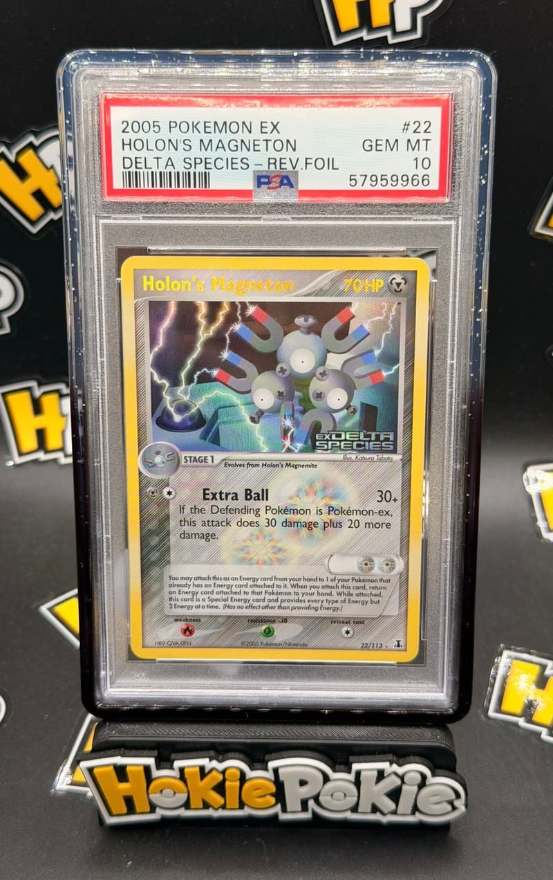 Holon's Magneton, PSA 10 graded, card 22 of 113 from the 2005 EX Delta Species Pokémon TCG set.