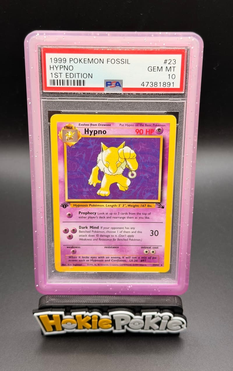 Hypno, PSA 10 graded, card 23 of 62 from the 1999 Fossil Pokémon TCG set.