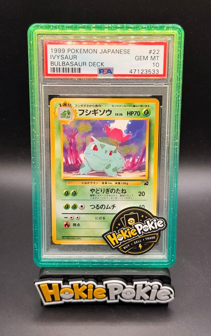 Ivysaur, PSA 10 graded, card 22 from the 1999 Bulbasaur Deck (Japanese) Pokémon TCG set.