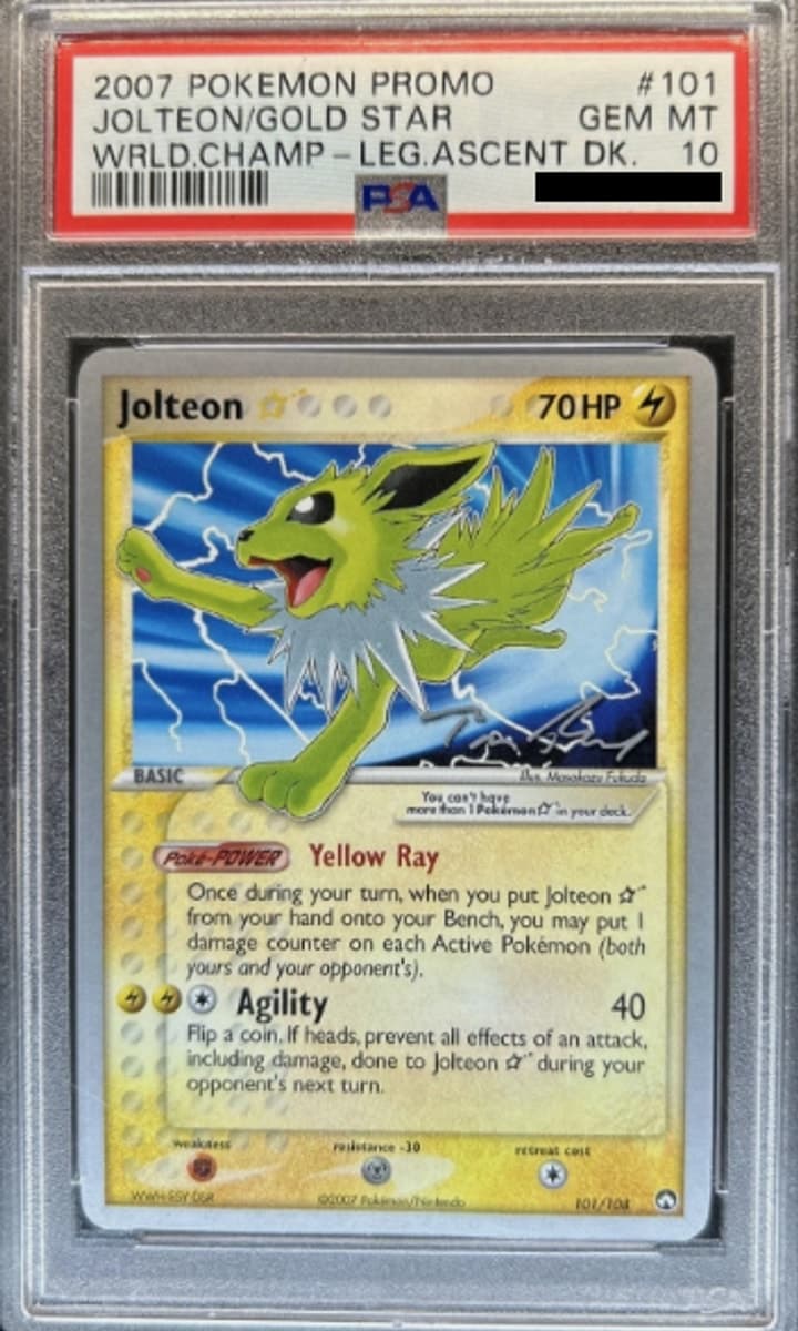 Jolteon Gold Star, PSA 10 graded, card 101 of 108 from the 2007 World Championships 2007 Promo Pokémon TCG set.