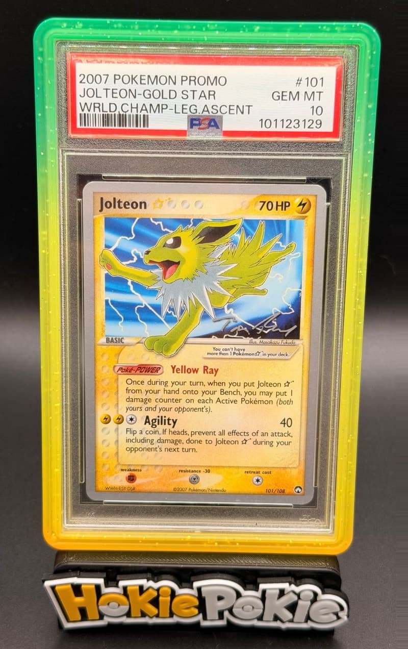 Jolteon Gold Star, PSA 10 graded, card 101 of 108 from the 2007 World Championships 2007 Promo Pokémon TCG set.