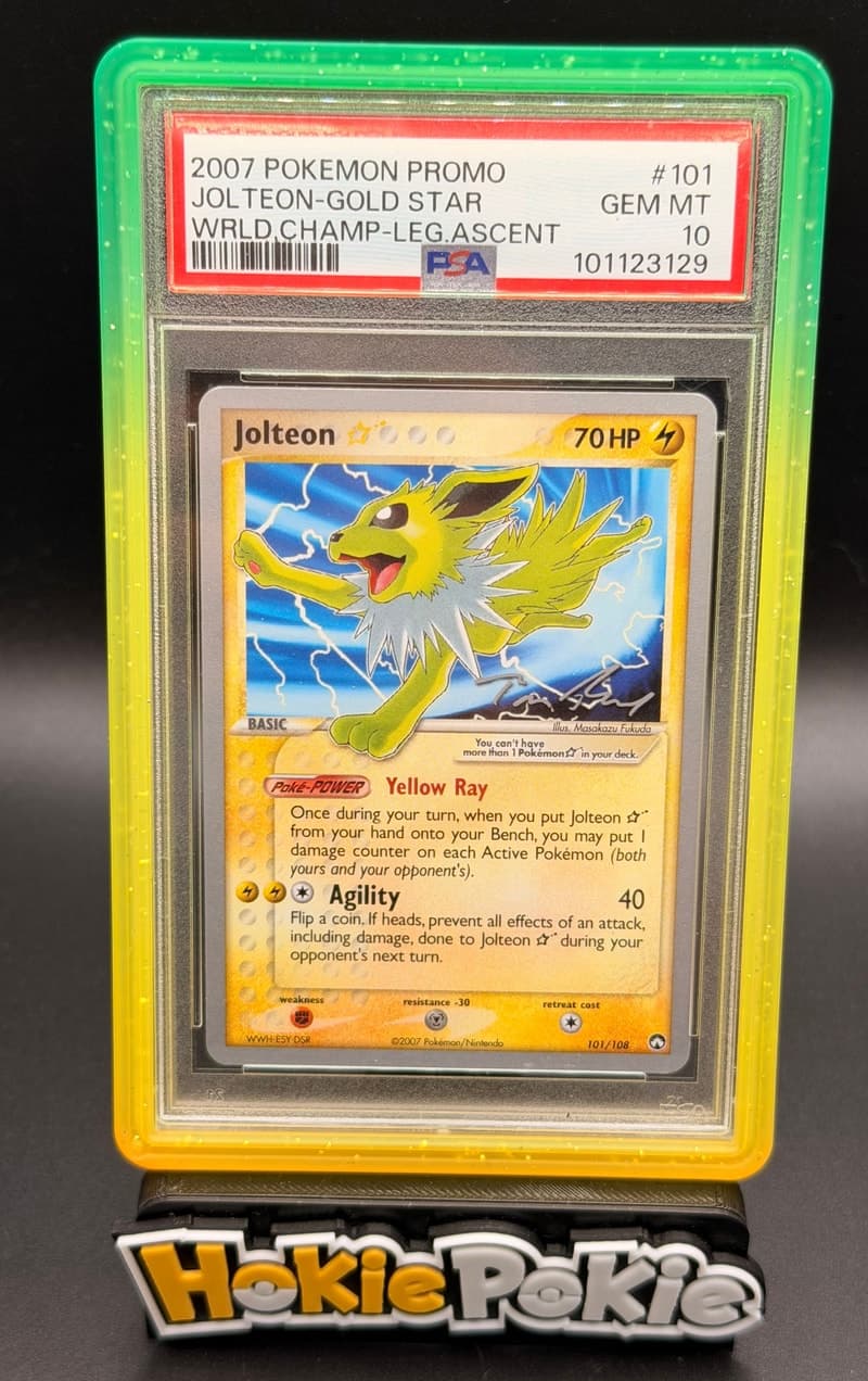 Jolteon Gold Star, PSA 10 graded, card 101 of 108 from the 2007 World Championships 2007 Promo Pokémon TCG set.