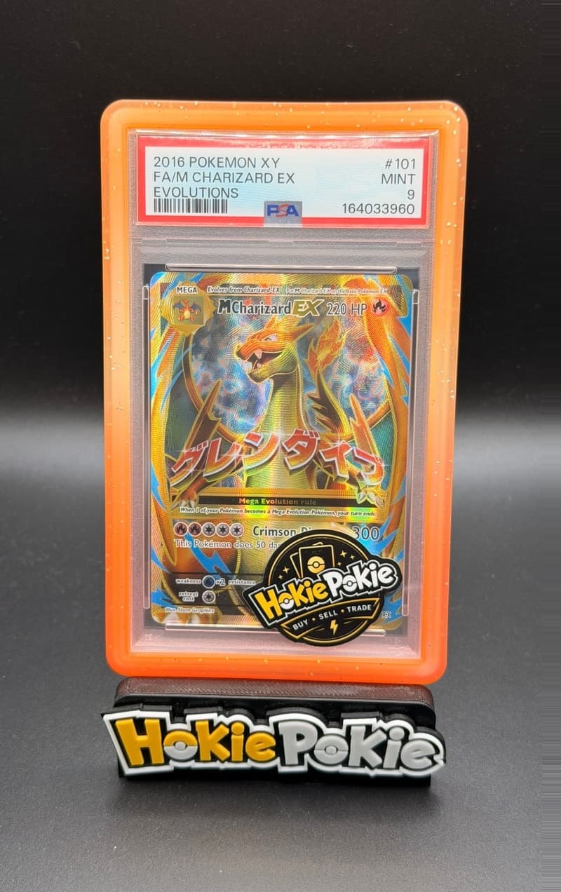 M Charizard EX, PSA 9 graded, card 101 of 108 from the 2016 XY Evolutions Pokémon TCG set.