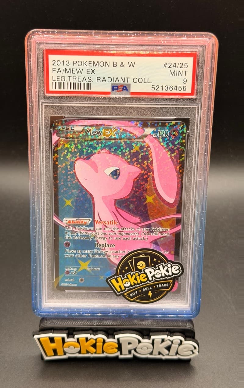 Mew EX, PSA 9 graded, card RC24 / RC25 from the 2013 Legendary Treasures Pokémon TCG set.