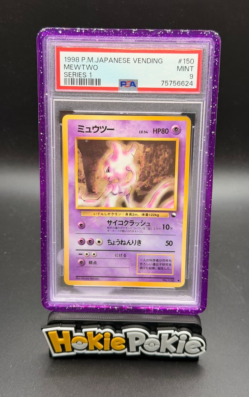 Mewtwo, PSA 9 graded, card 150 from the 1998 Vending Series 1 (Japanese) Pokémon TCG set.