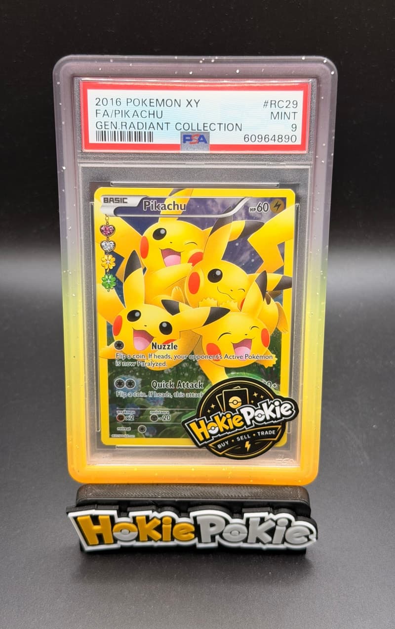 Pikachu, PSA 9 graded, card RC29 / RC32 from the 2016 Generations Pokémon TCG set.