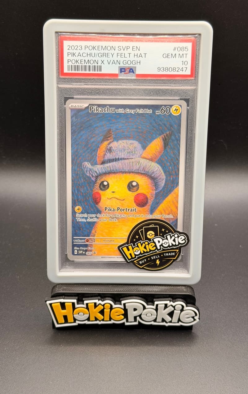 Pikachu with Grey Felt Hat, PSA 10 graded, card SVP 085 from the 2023 SVP Black Star Promo Pokémon TCG set.