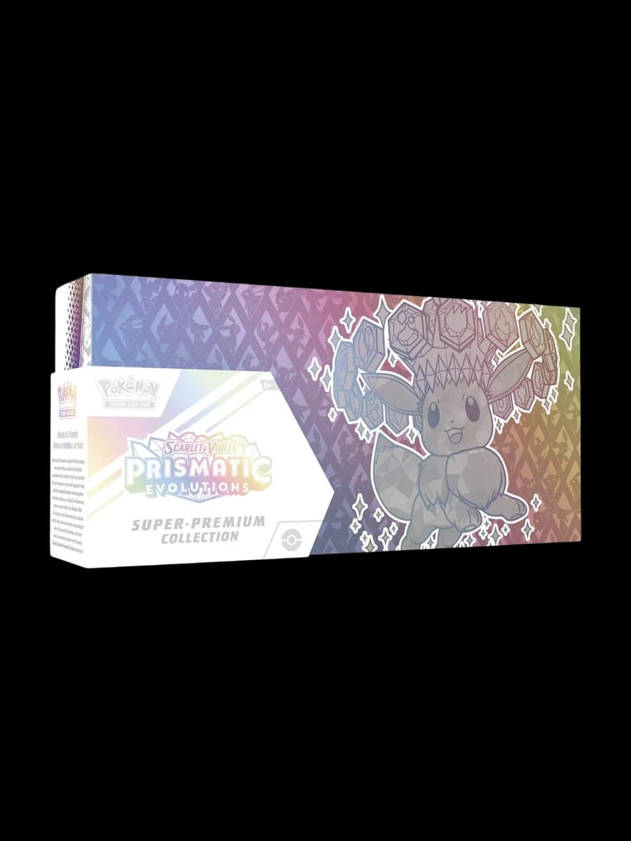 Prismatic Evolutions Super-Premium Collection, sealed Pokémon TCG product from the 2023 Scarlet & Violet set.