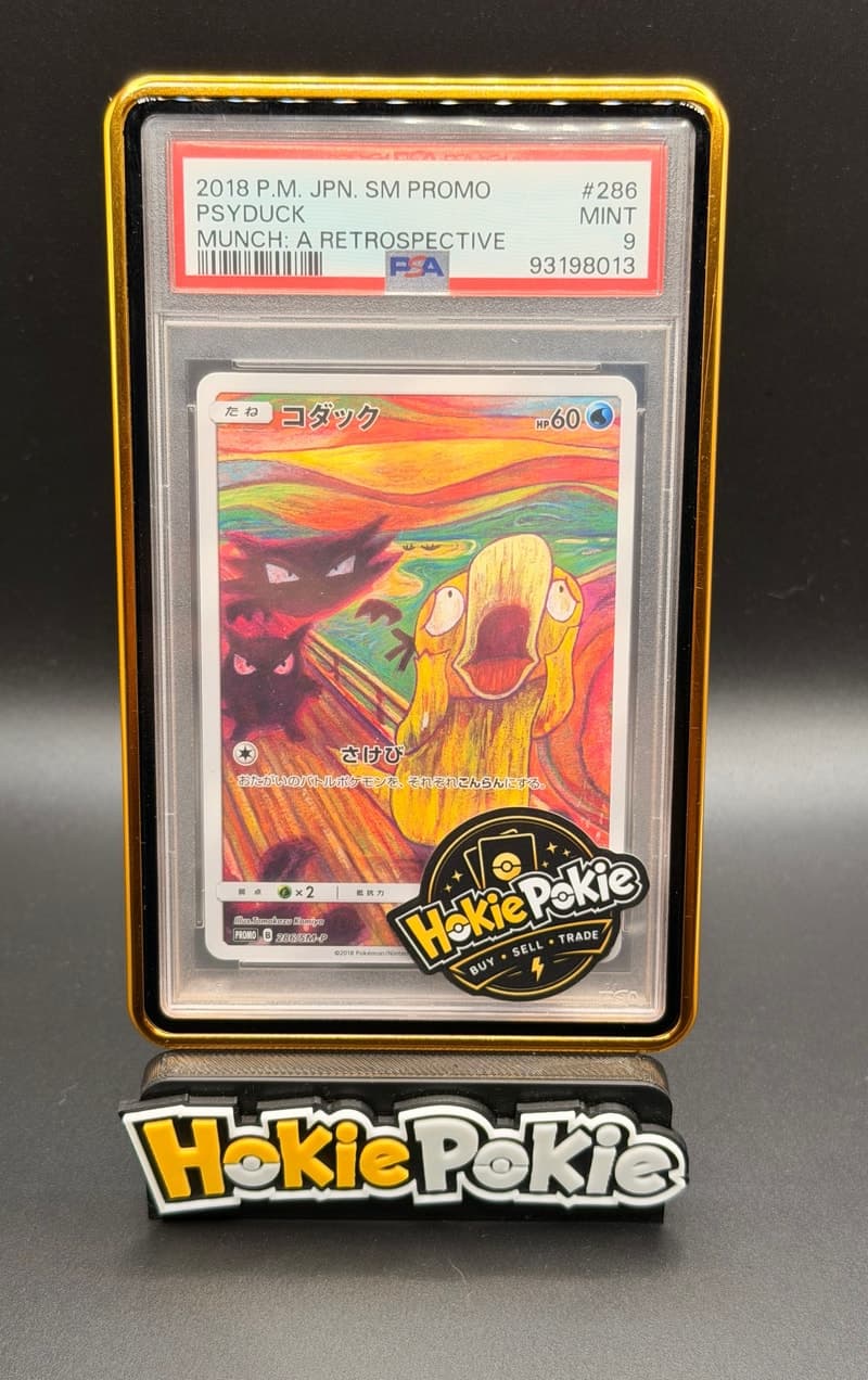 Psyduck, PSA 9 graded, card 286 / SM-P from the Munch: A Retrospective (Japanese) Pokémon TCG set. Actual photo of the card in hand.