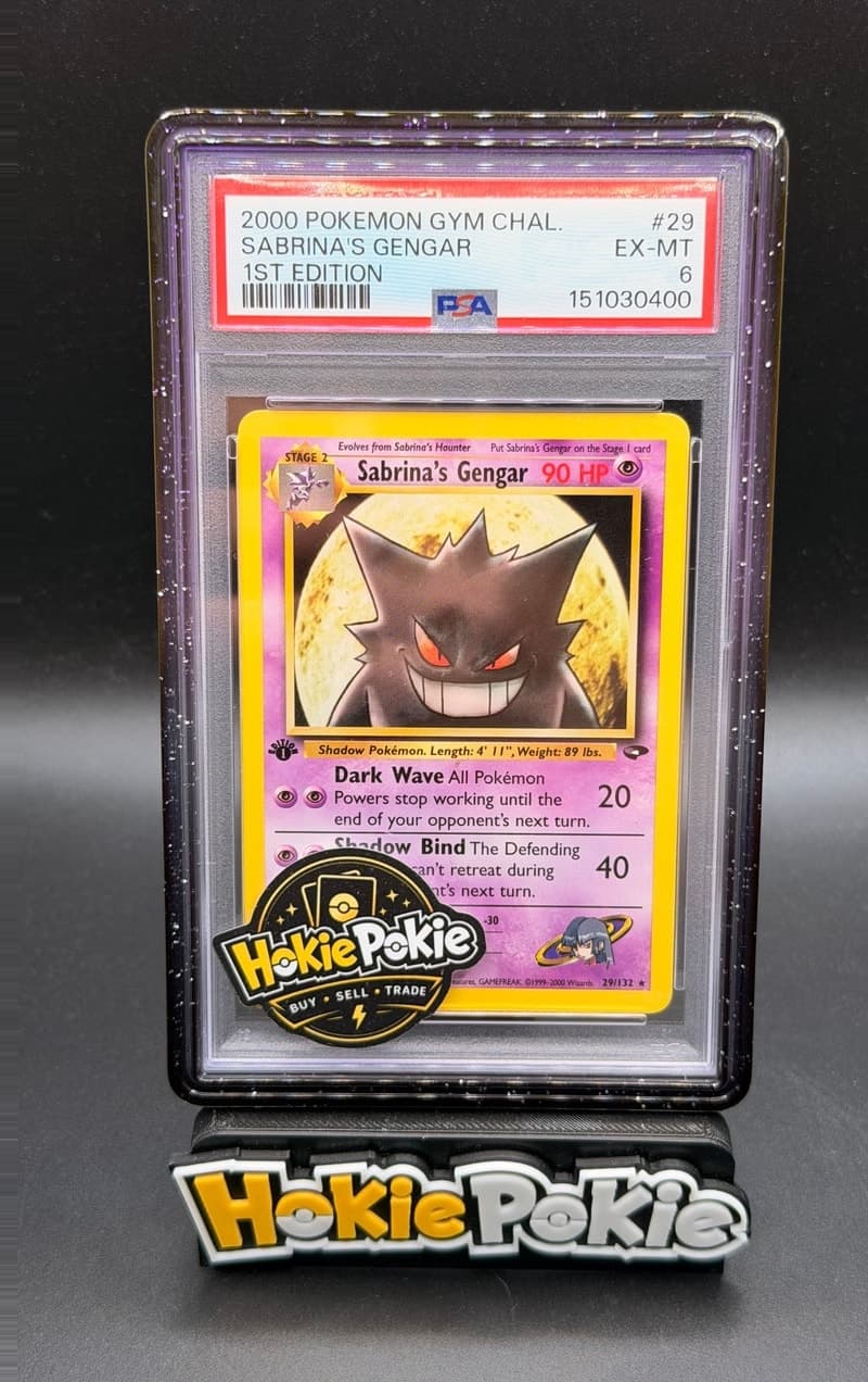 Sabrina's Gengar, PSA 6 graded, card 29 of 132 from the 2000 Gym Challenge Pokémon TCG set.