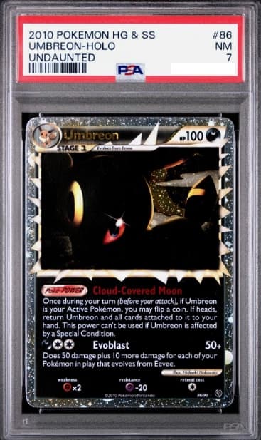 Umbreon Prime, PSA 7 graded, card 86 of 90 from the 2010 HS Undaunted Pokémon TCG set.