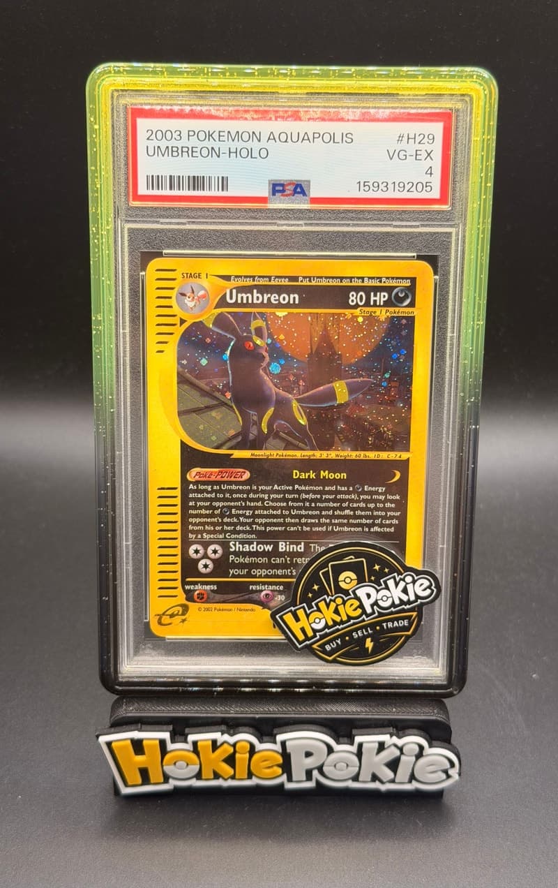 Umbreon, PSA 4 graded, card H29 / H32 from the 2003 Aquapolis Pokémon TCG set.