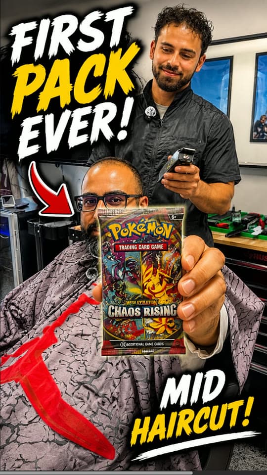 Paid my barber in Pokémon packs